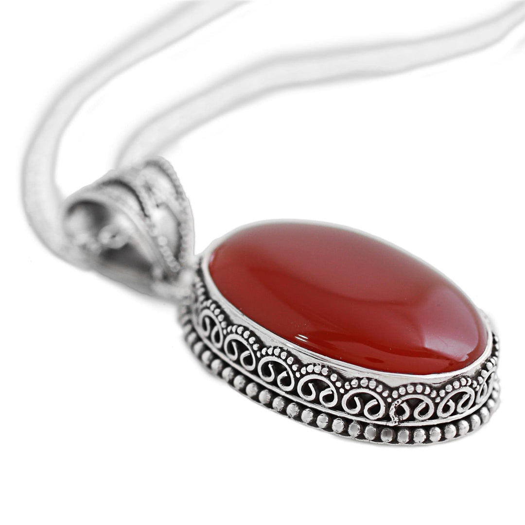 Red Carnelian Pendant Necklace - Fiery Glamour
