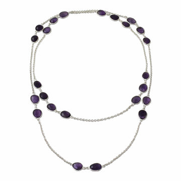 Amethyst Sterling Silver Long Necklace - Violet Princess