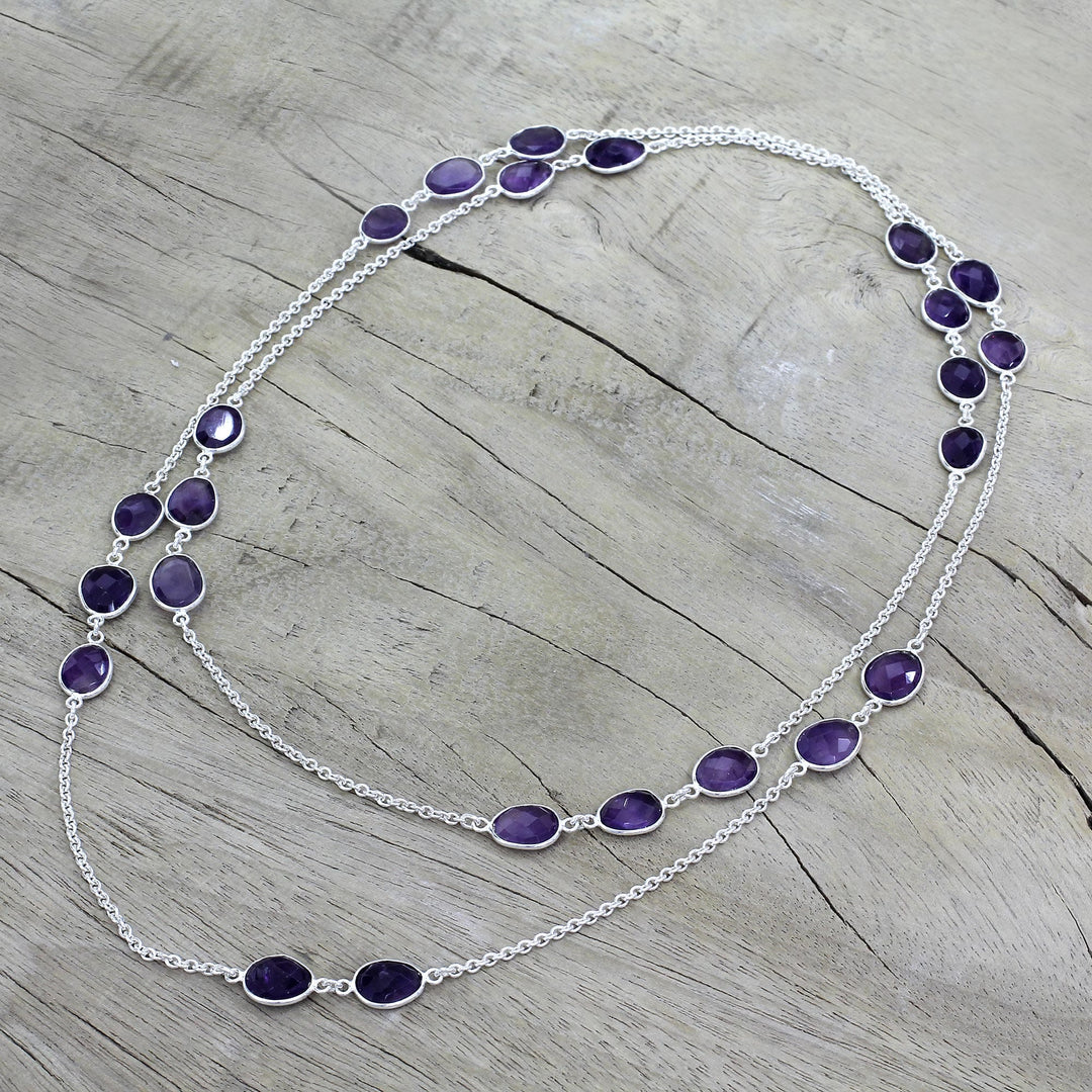 Amethyst Sterling Silver Long Necklace - Violet Princess