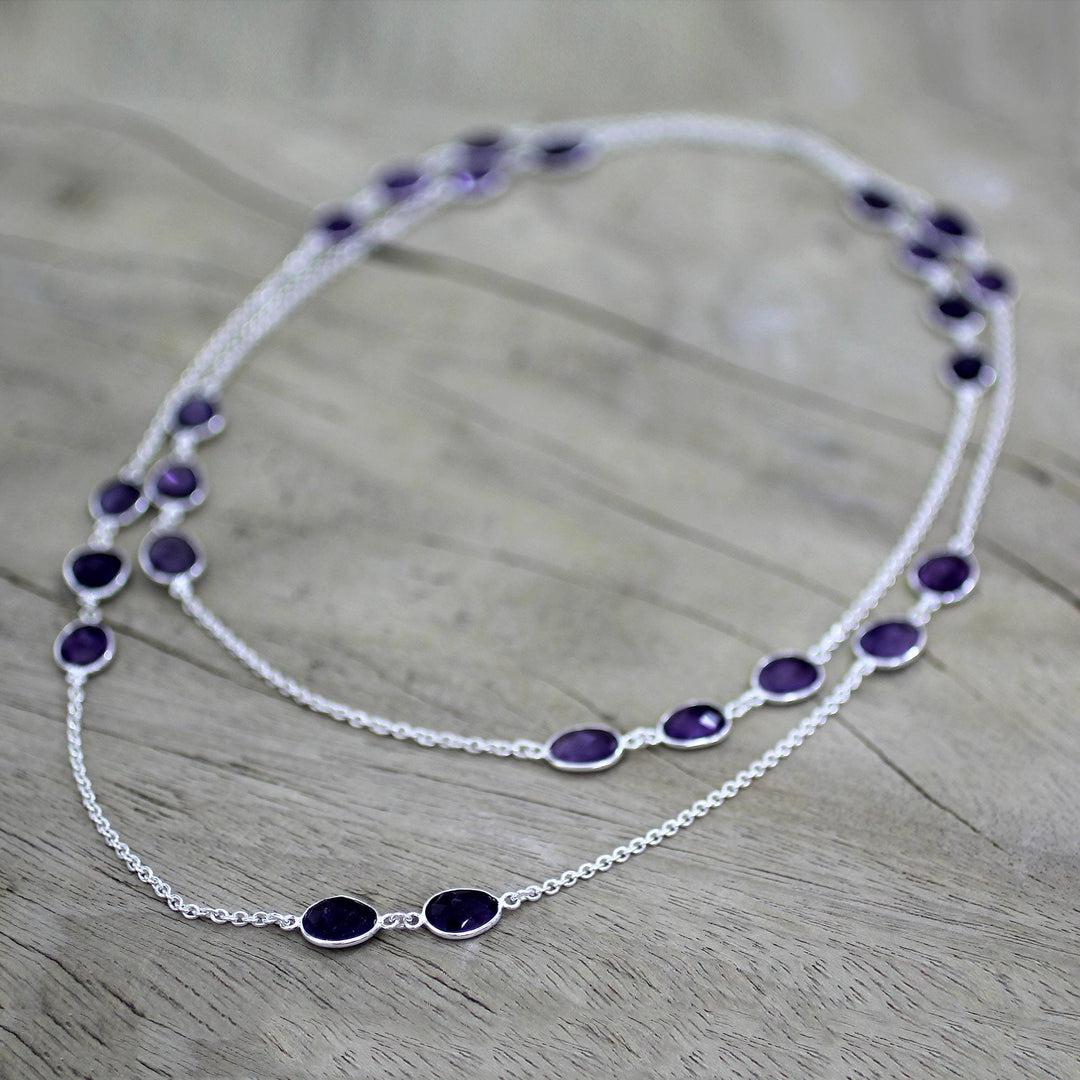 Amethyst Sterling Silver Long Necklace - Violet Princess