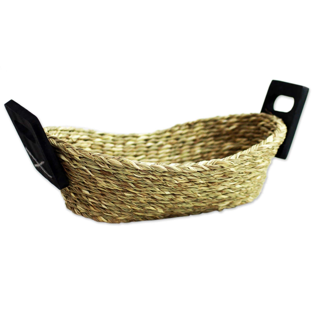 Hand Made Grass and Wood Basket from India - Quiet Repose
