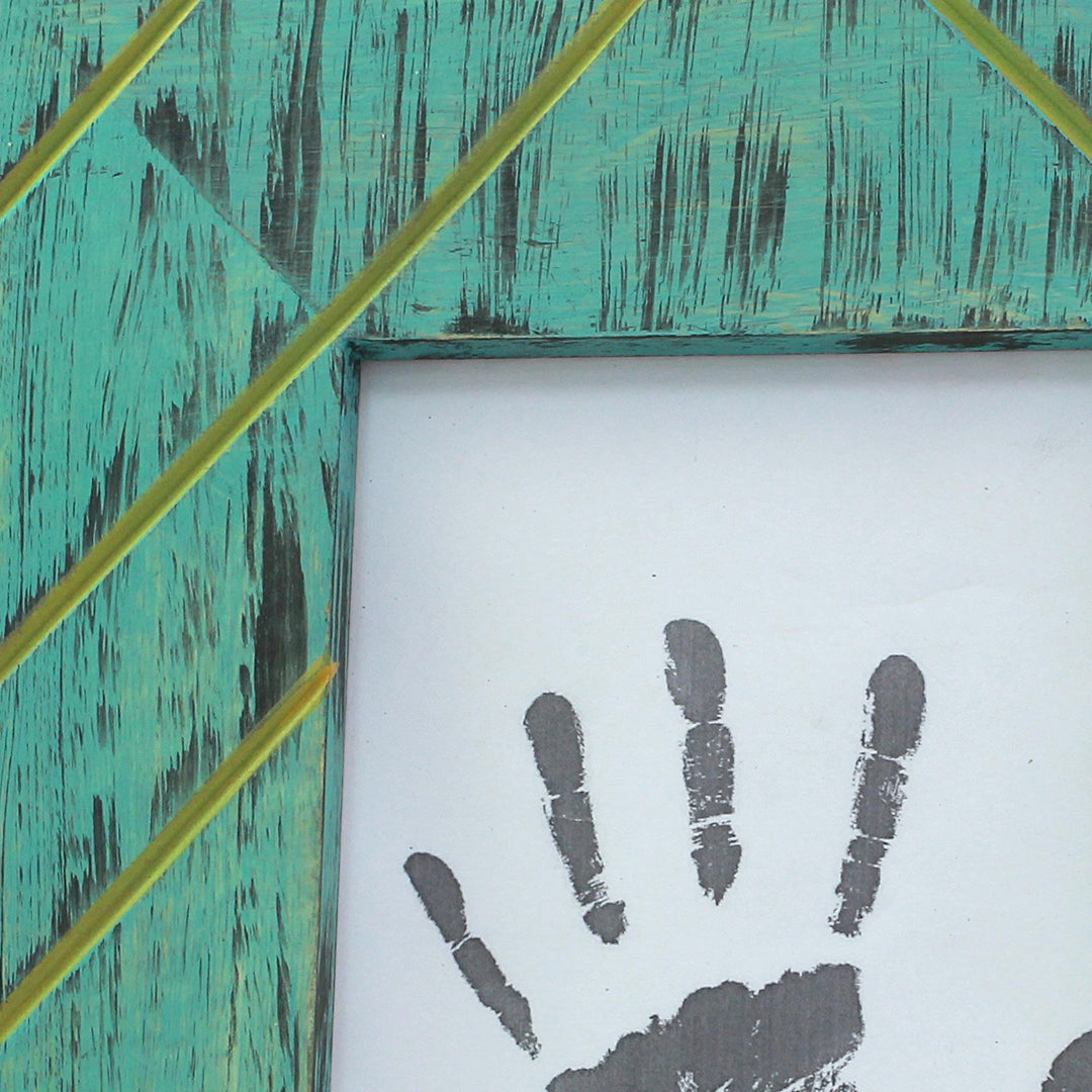 Antique Looking 5x7 Photo Frame in Greenish Blue - Great Memories