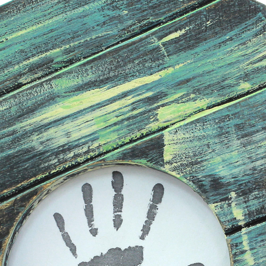 Blue Colored Round Wood Photo Frame (4 in.) from India - Rushing Waters