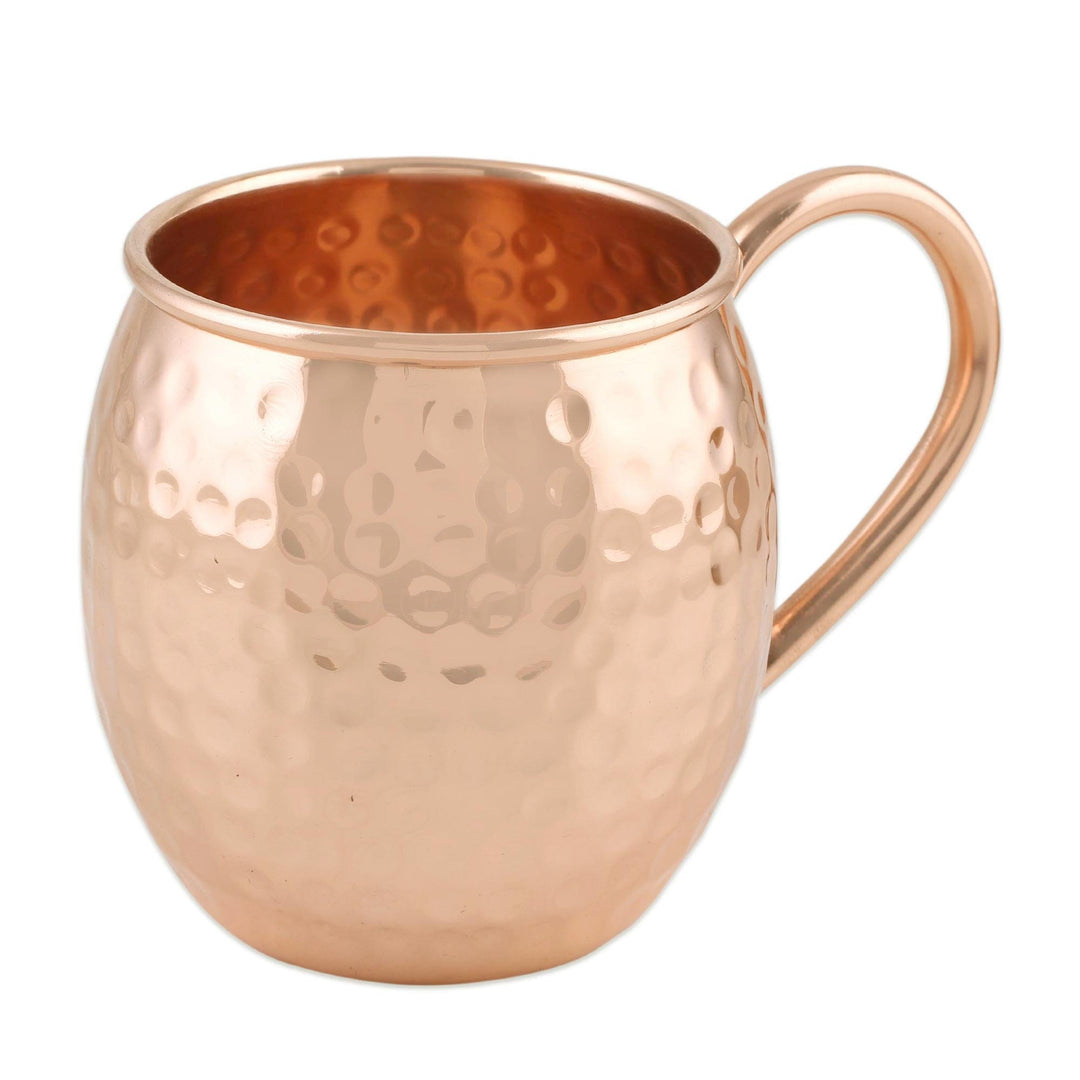 Set of Four Handcrafted Copper Drinking Mugs from India - Friendly Celebration