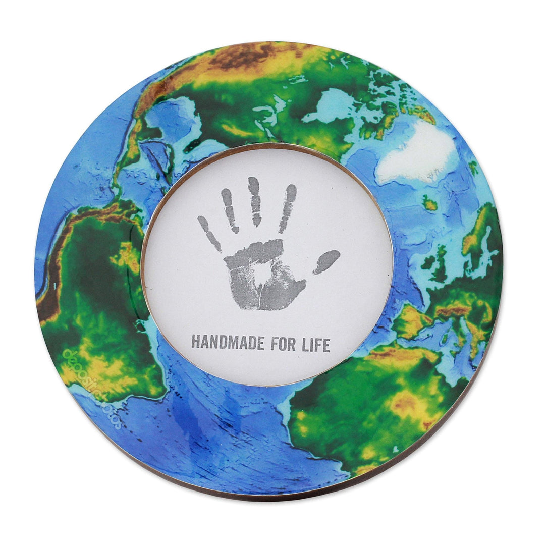 Laminated Wood Round Photo Frame of Planet Earth (4 Inch) - Planet Earth