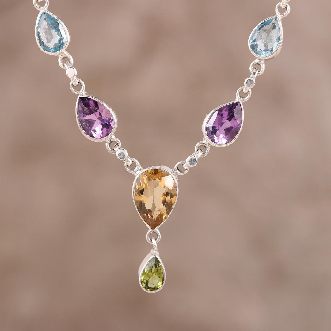 Rainbow Bliss Sterling Multi-Gemstone Pendant Necklace - Rainbow Bliss