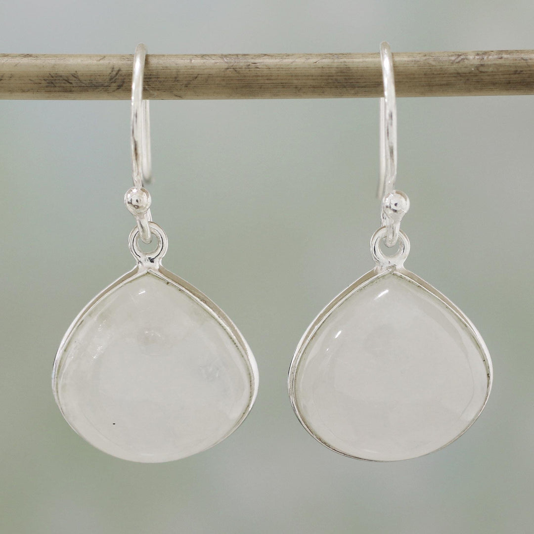 Rainbow Moonstone and Sterling Silver Dangle Earrings - Dancing Soul