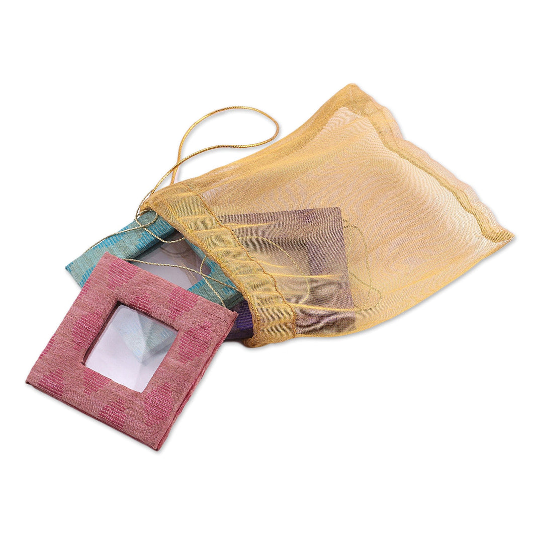 Set of Three Multicolor 2x2 Picture Frames from India - Cheerful Memories