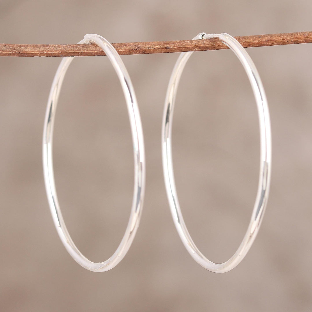 Handcrafted Polished Sterling Silver Endless Hoop Earrings - Timeless Charm