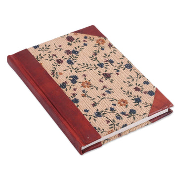 Handcrafted Floral Leather Accent Jute Journal from India - Flowering Memories