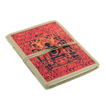 Buddha Themed Handmade Paper and Cotton Journal - Peaceful Existence