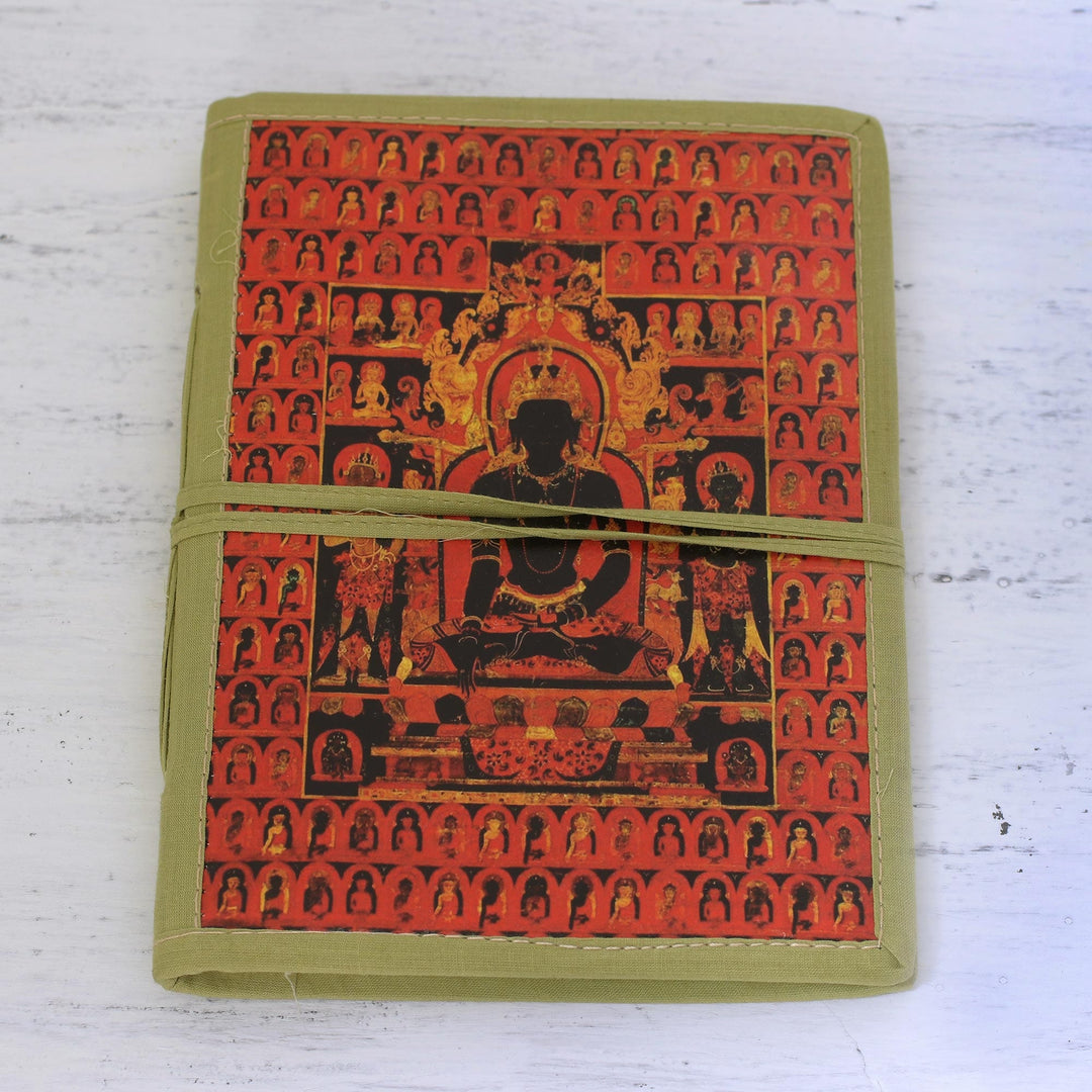 Buddha Themed Handmade Paper and Cotton Journal - Peaceful Existence