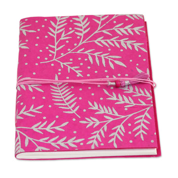 60-Page Journal with Handmade Paper and Leaf Motifs - Leafy Splendor