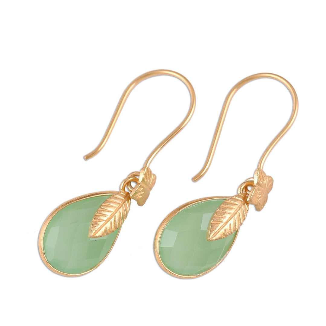 Handmade 22k Gold Plated Chalcedony Dangle Earrings - Garden Glory