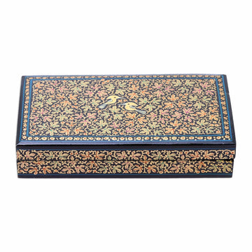 Leaf Motif Papier Mache and Wood Decorative Box - Chinar Paradise