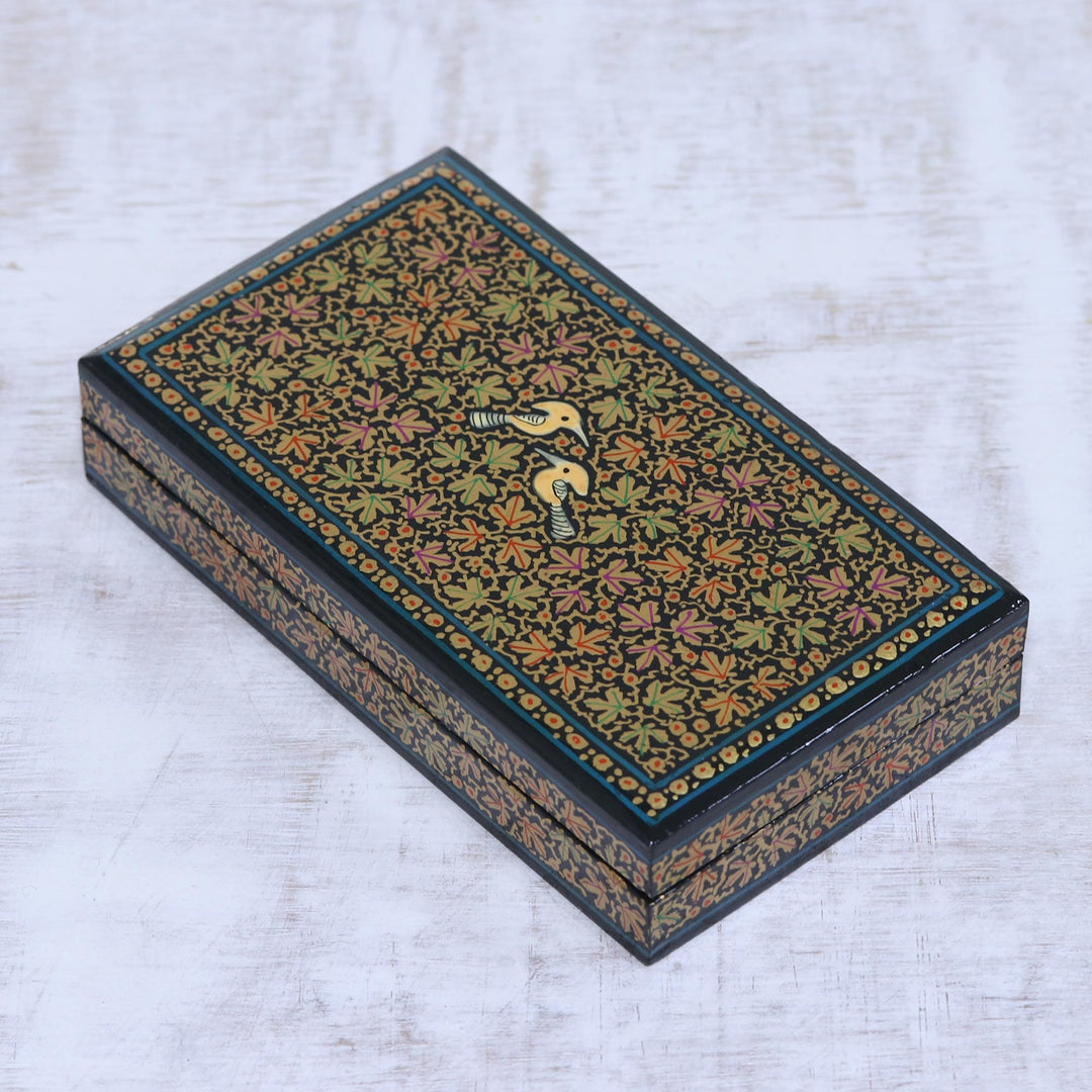 Leaf Motif Papier Mache and Wood Decorative Box - Chinar Paradise