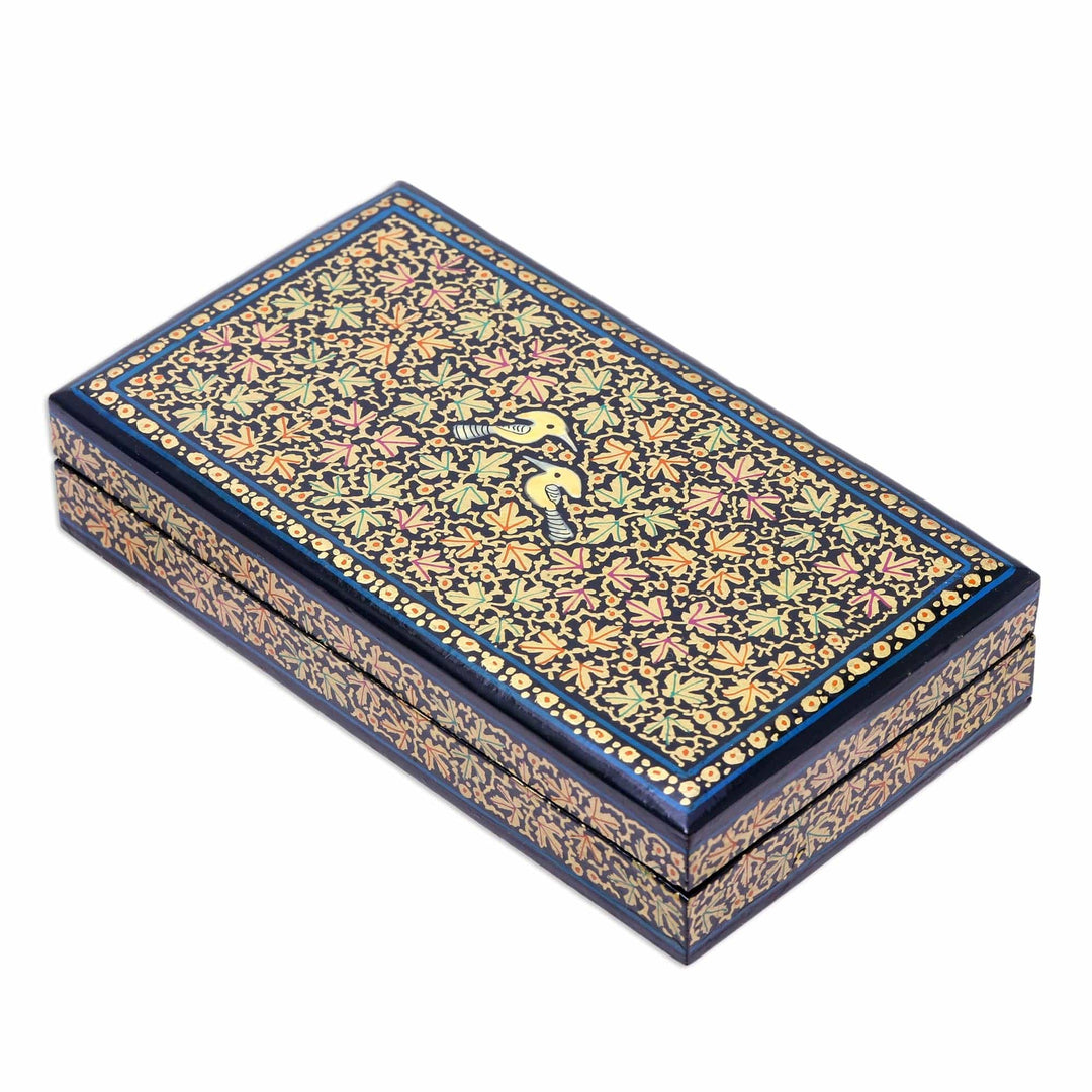 Leaf Motif Papier Mache and Wood Decorative Box - Chinar Paradise