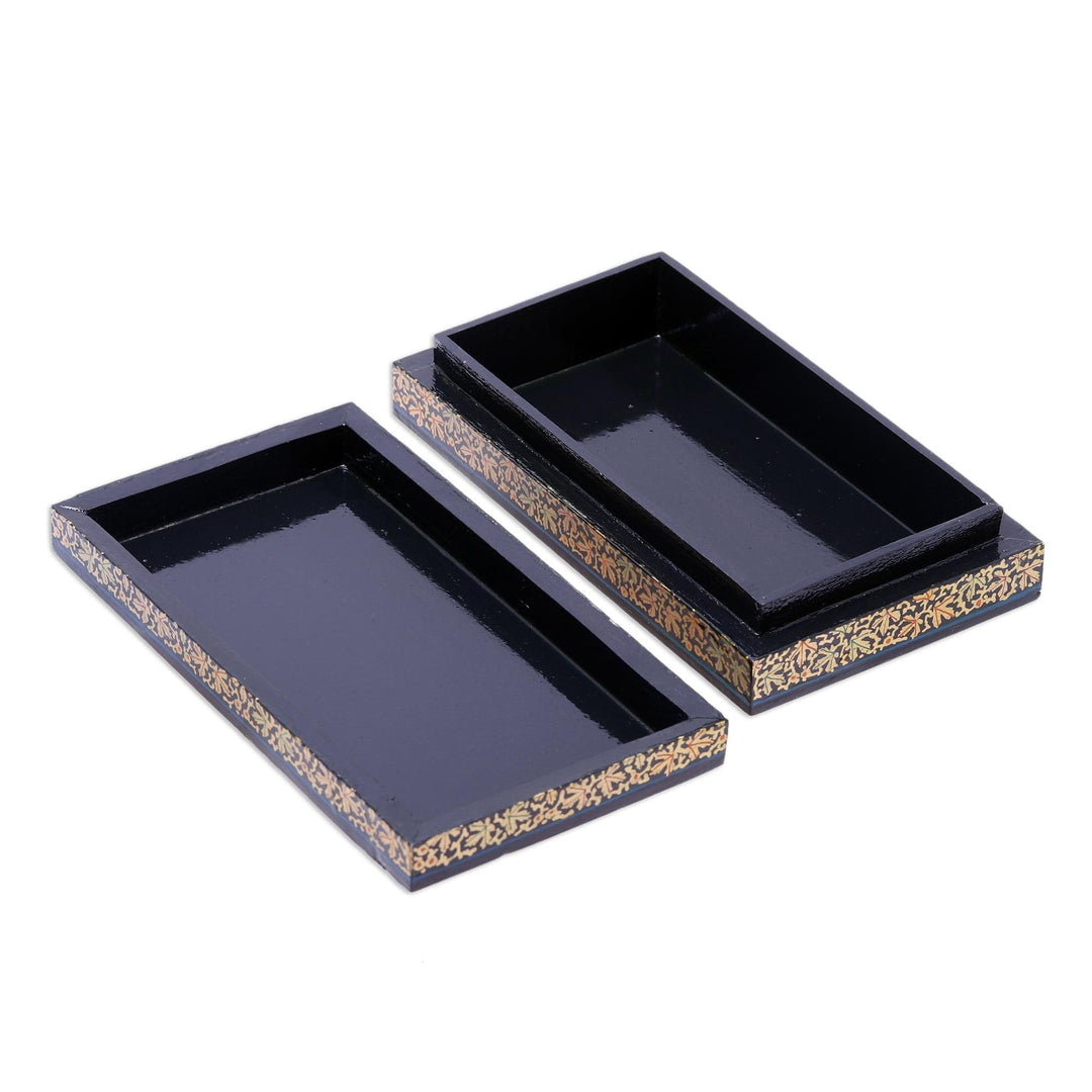 Leaf Motif Papier Mache and Wood Decorative Box - Chinar Paradise