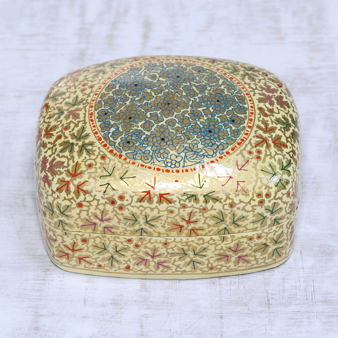 Gold-Tone Papier Mache and Wood Decorative Box from India - Kashmir Charm