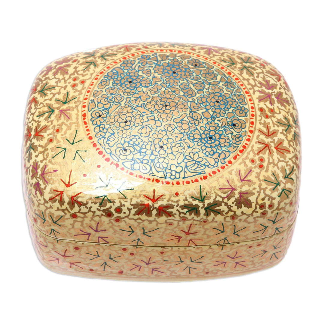 Gold-Tone Papier Mache and Wood Decorative Box from India - Kashmir Charm