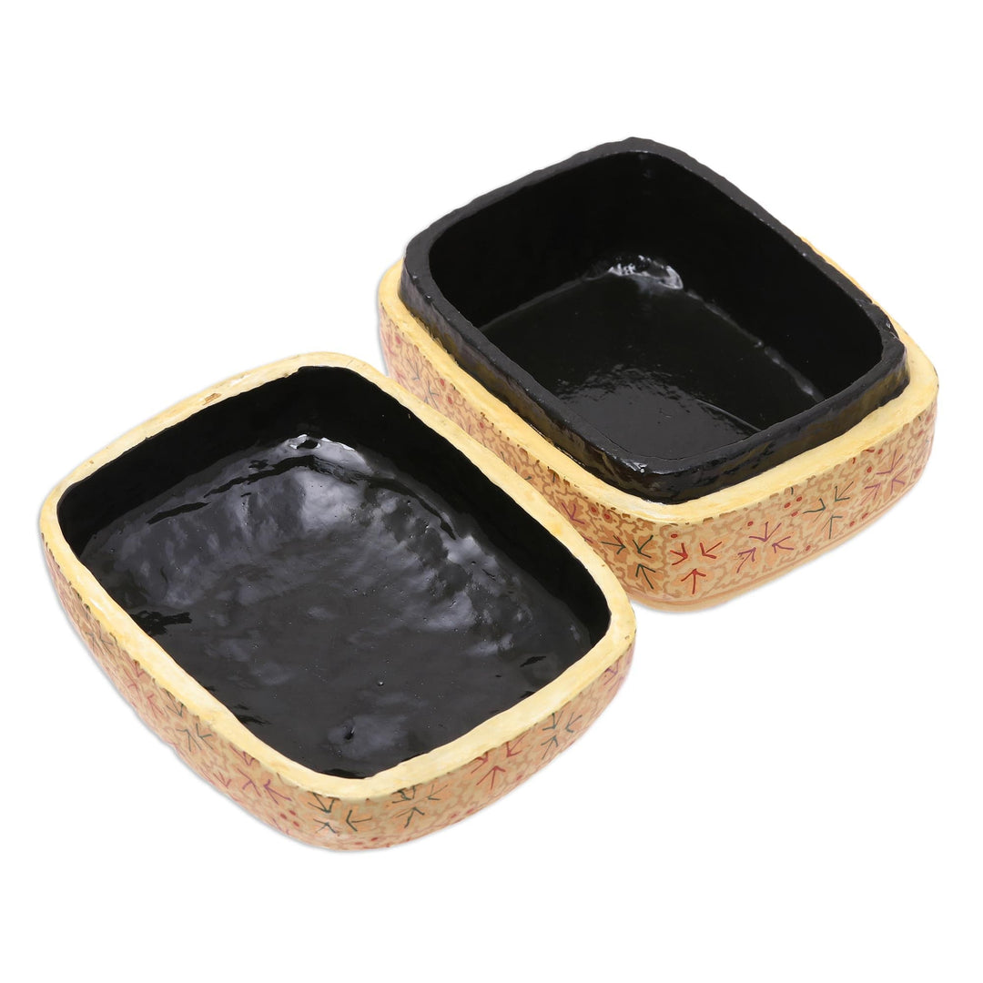 Gold-Tone Papier Mache and Wood Decorative Box from India - Kashmir Charm