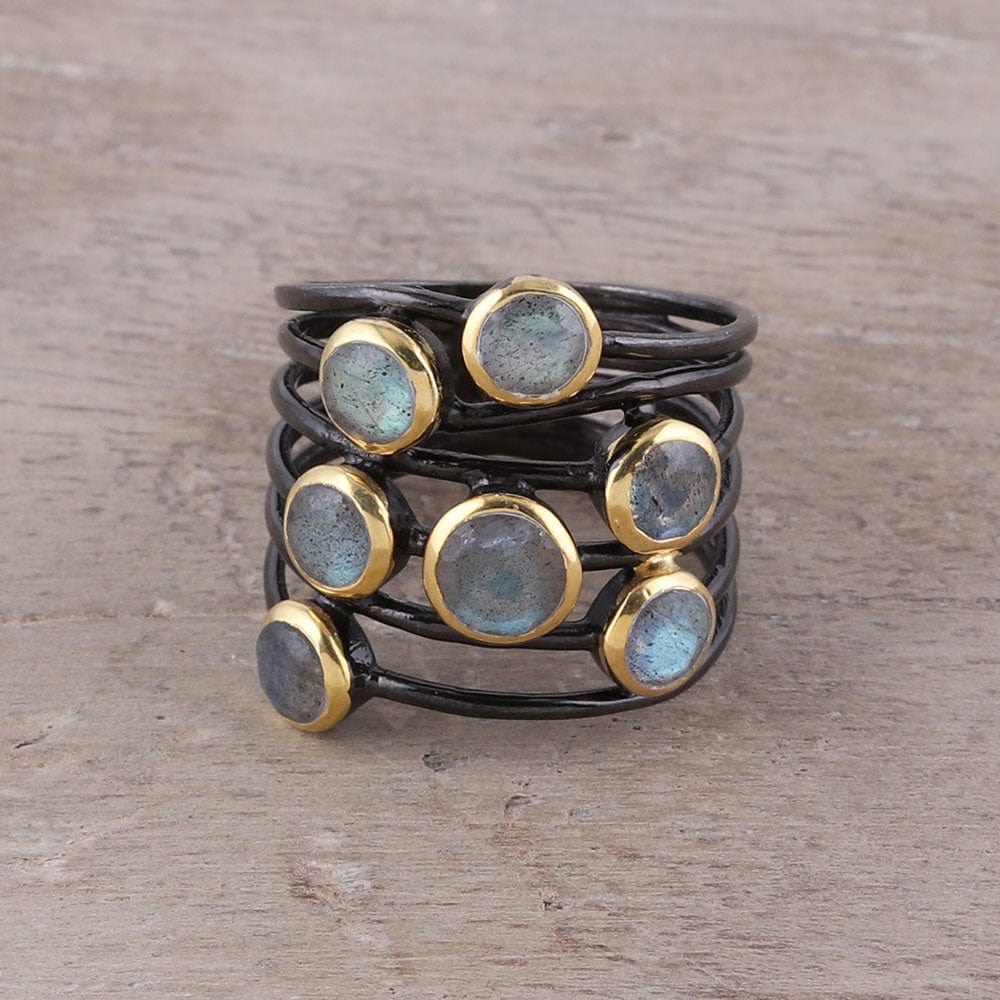Gold Accent Labradorite Multi-Stone Cocktail Ring