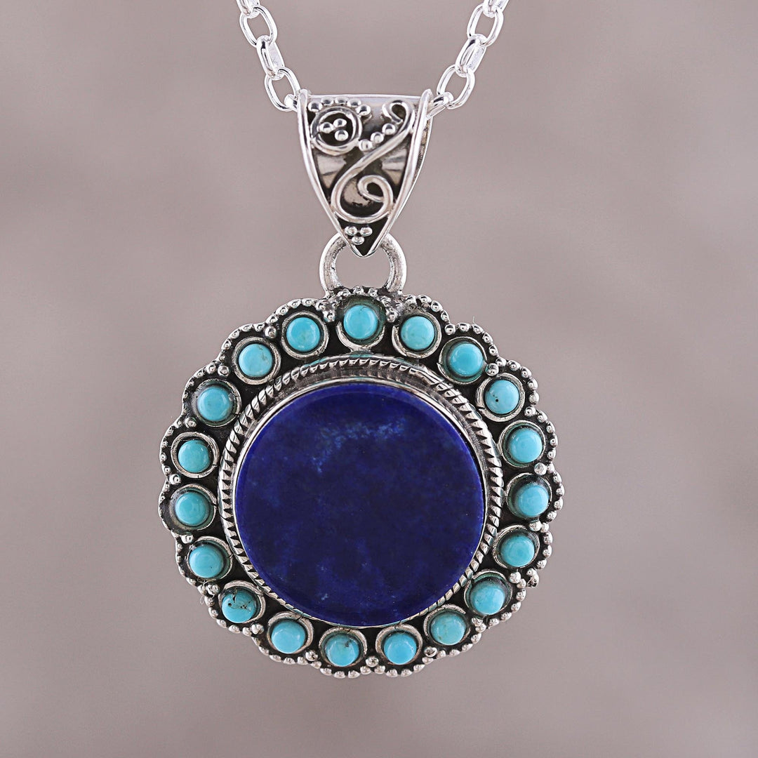 Lapis Lazuli and Composite Turquoise Pendant Necklace - Glamorous Bloom