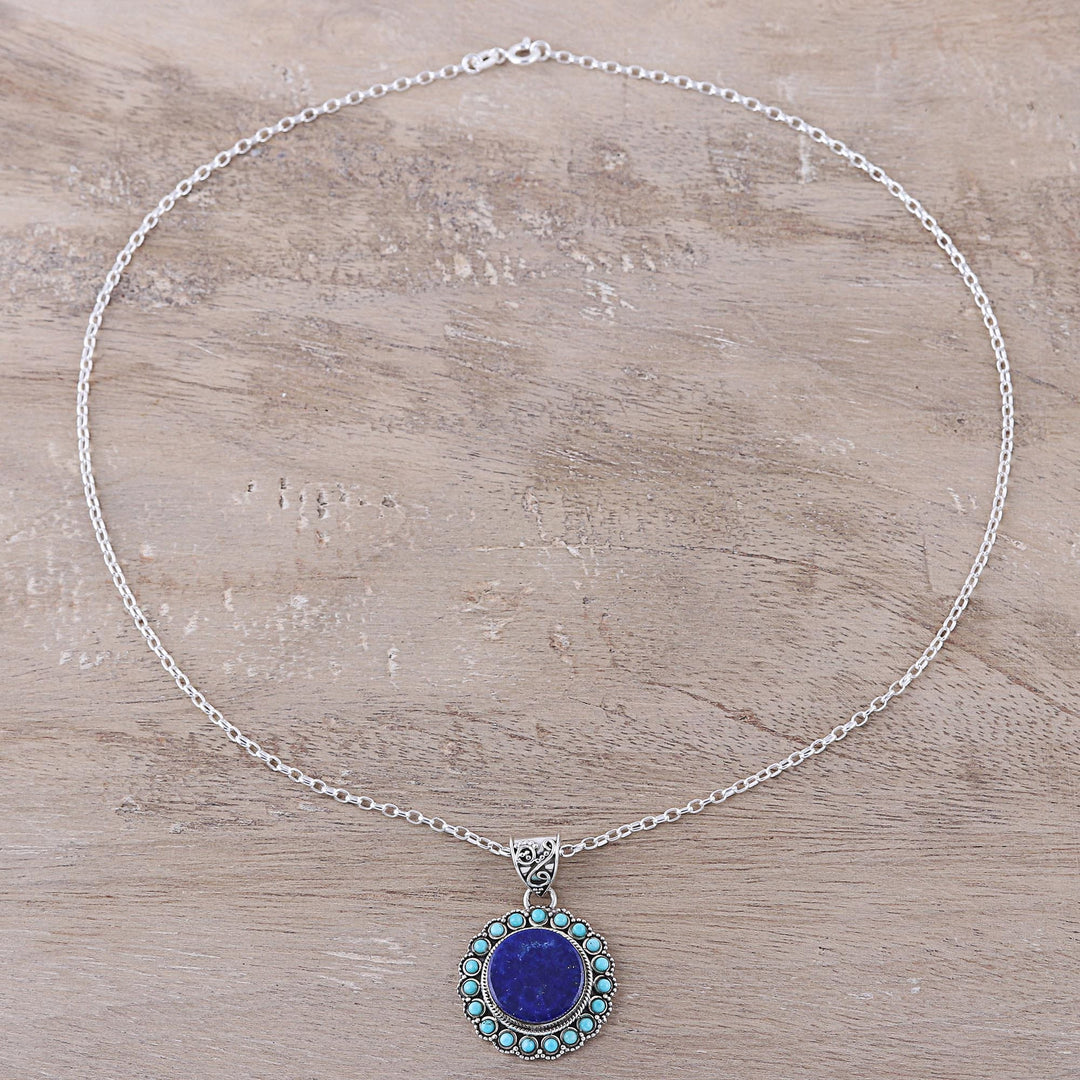 Lapis Lazuli and Composite Turquoise Pendant Necklace - Glamorous Bloom