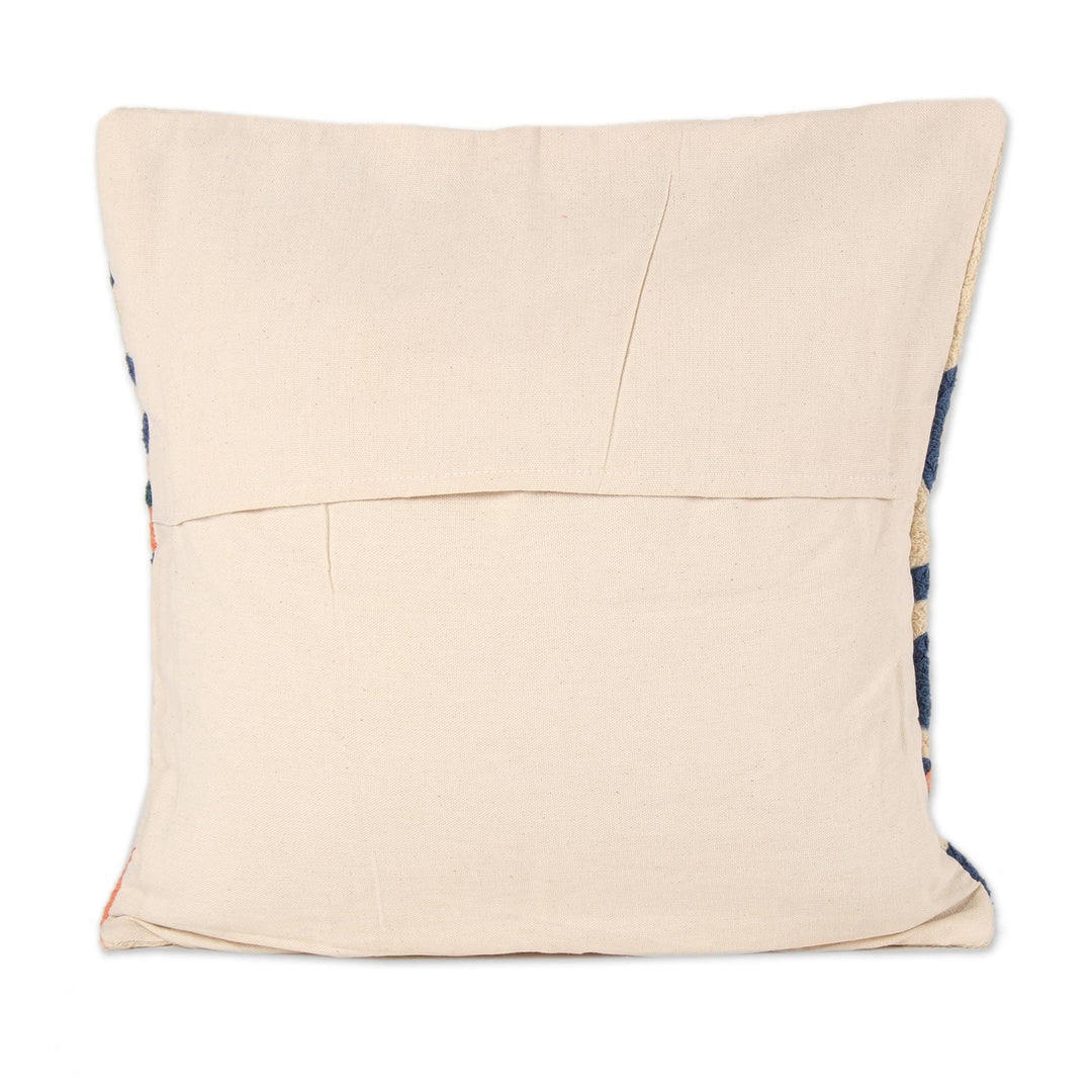 Blue Tree Embroidered Cotton Cushion Covers (Pair) - Swirling Tree