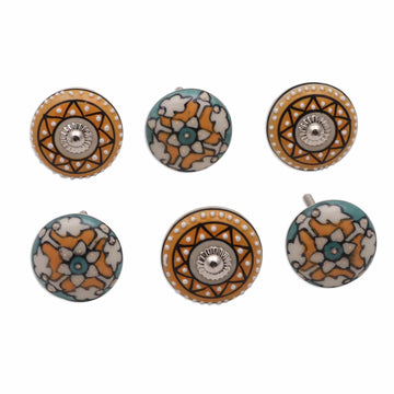 Ceramic Knobs with Hand-Painted Floral Designs (Set of 6) - Timeless Floral