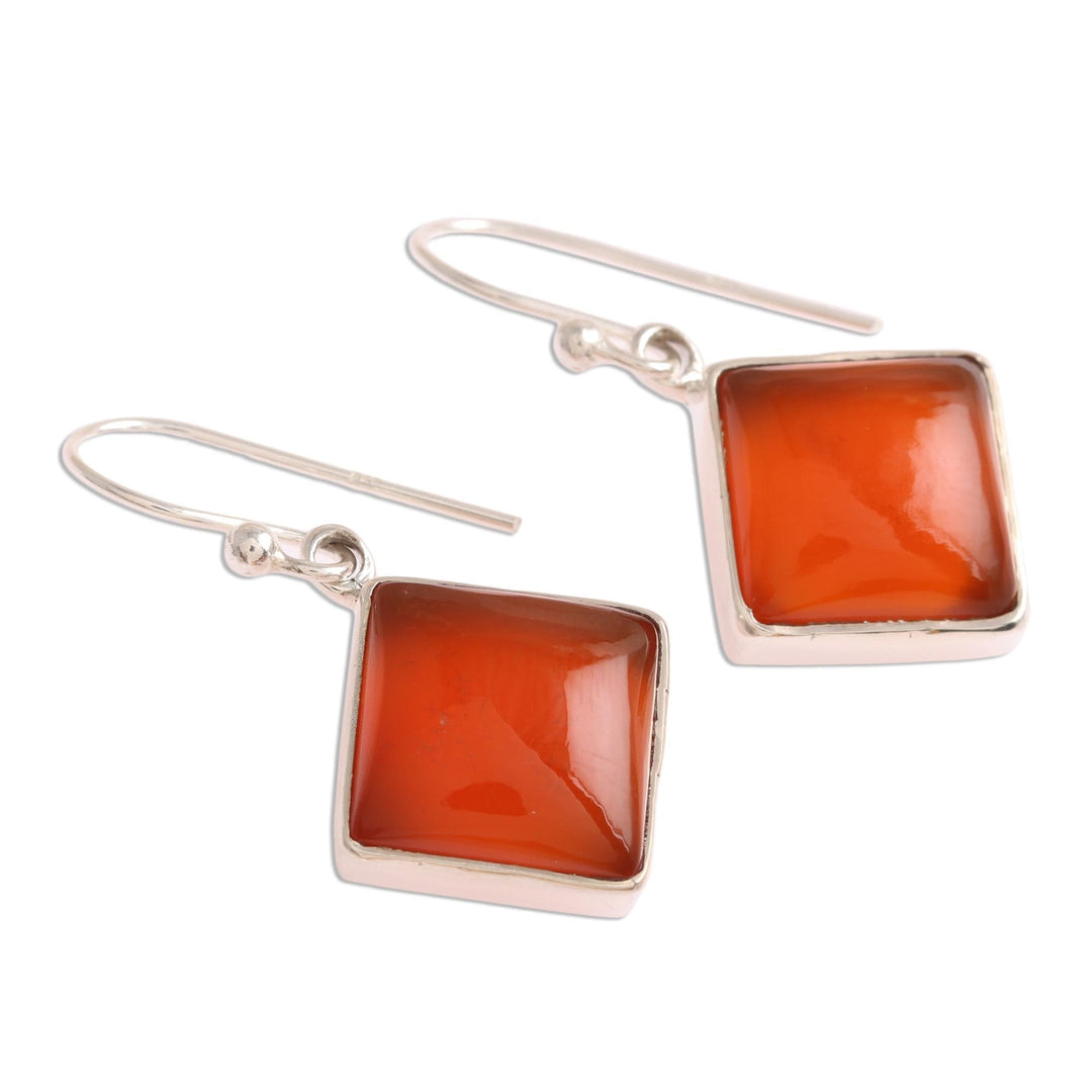 Square Carnelian Dangle Earrings - Honey Squares