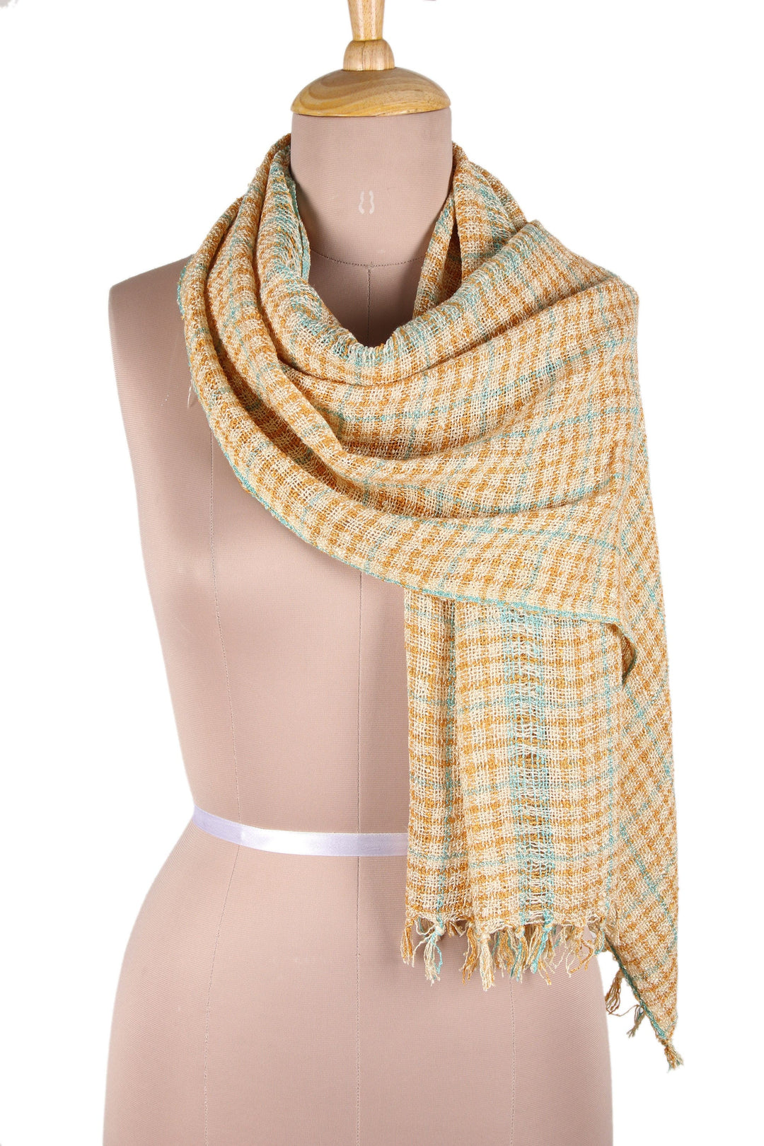 Handwoven Patterned Viscose Shawl from India - Classic Pattern