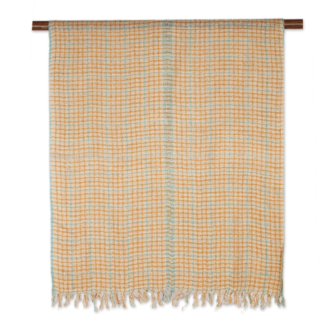 Handwoven Patterned Viscose Shawl from India - Classic Pattern