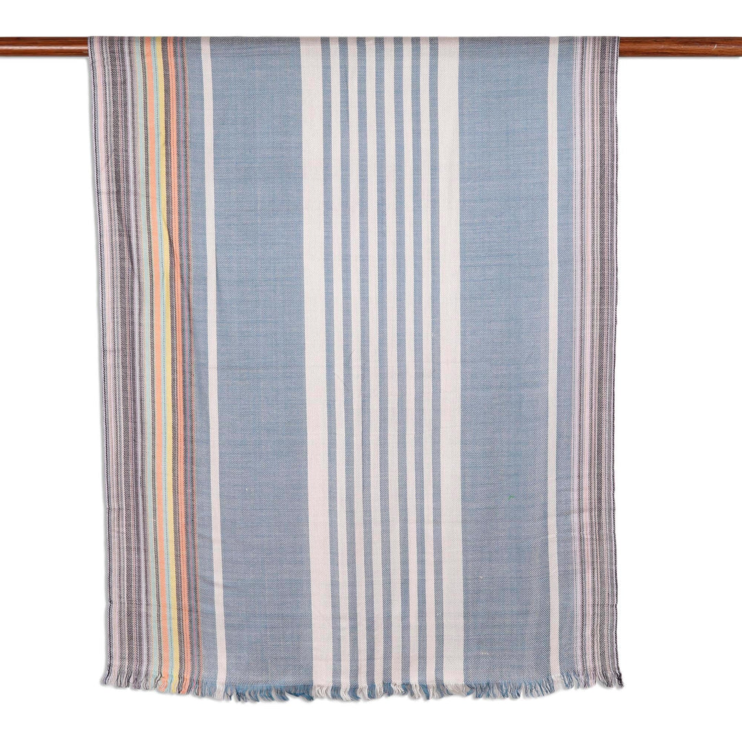 Colorful Striped Viscose Shawl from India - Striped Flair