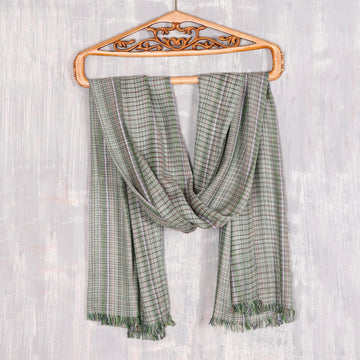 Checked Pattern Viscose Shawl Crafted in India - Delightful Checks