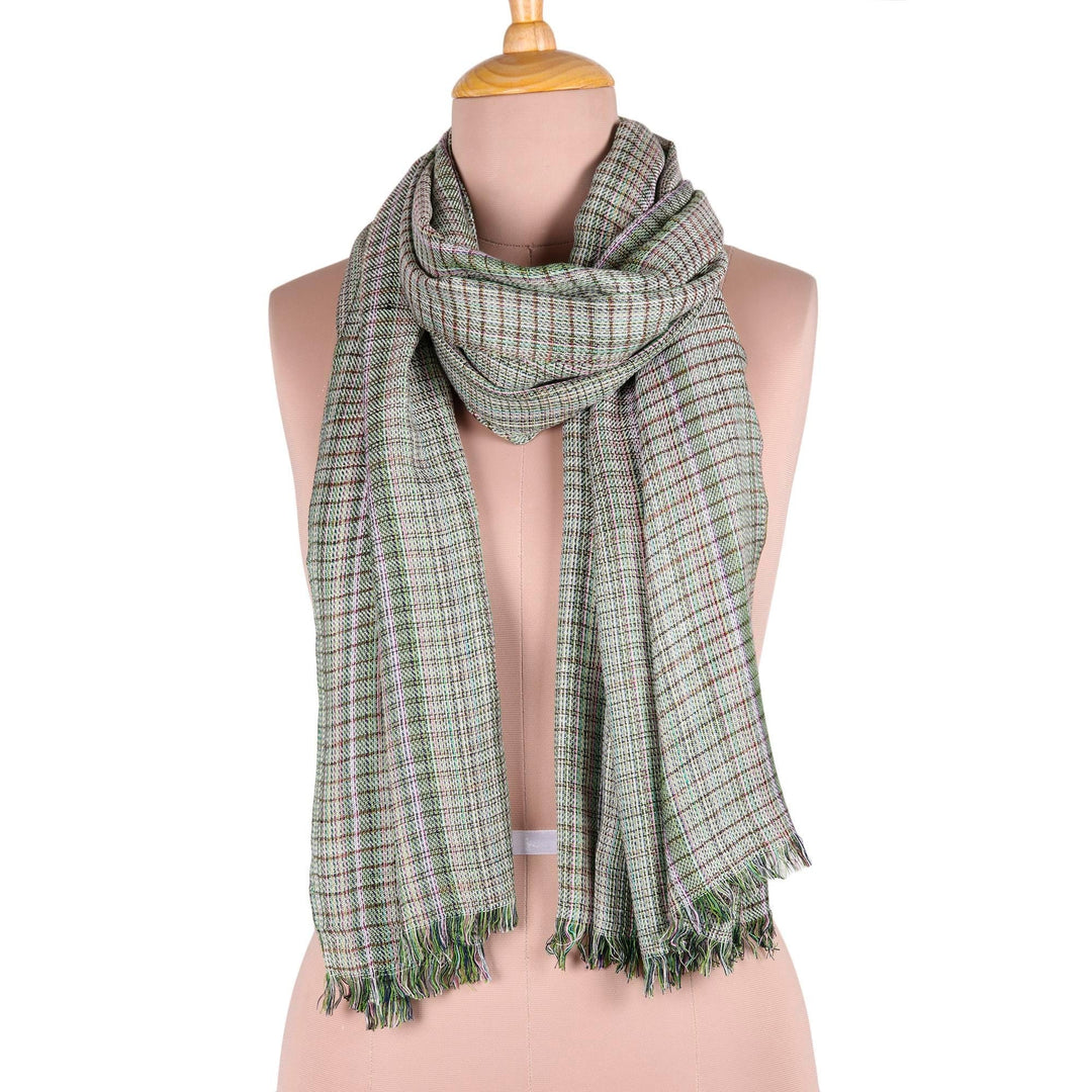 Checked Pattern Viscose Shawl Crafted in India - Delightful Checks