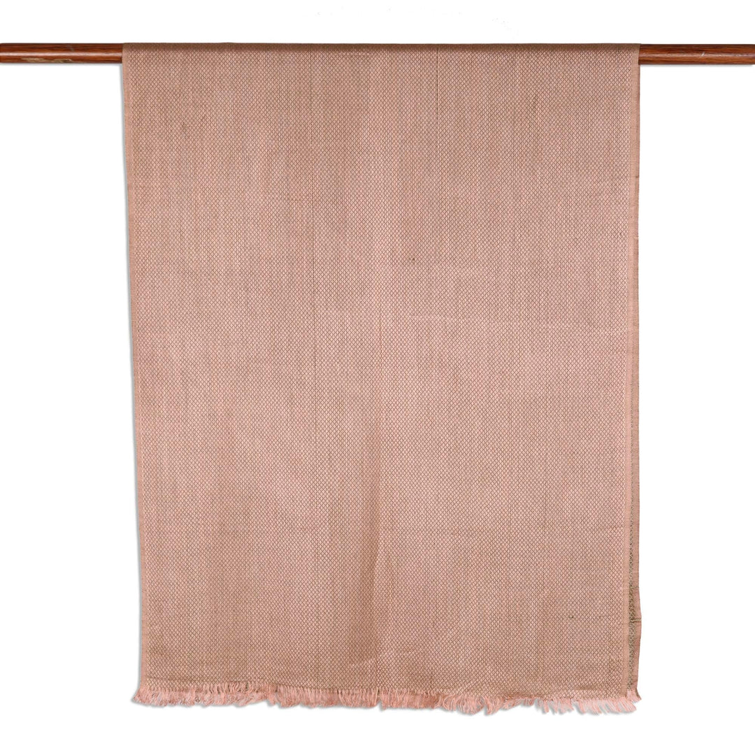 Diamond Pattern Viscose Shawl in Olive and Blush from India - Glamorous Diamonds in Olive