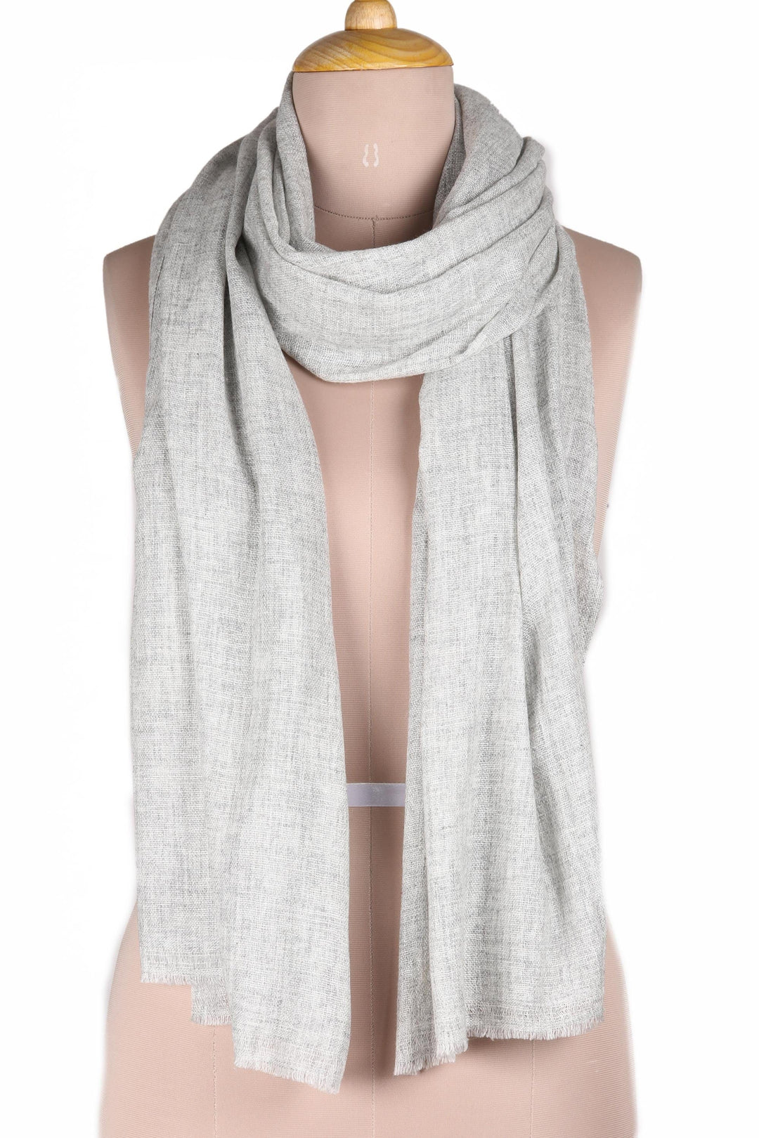 Soft Indian Cashmere Wool Woven Grey Shawl - Neutral Grey Allure