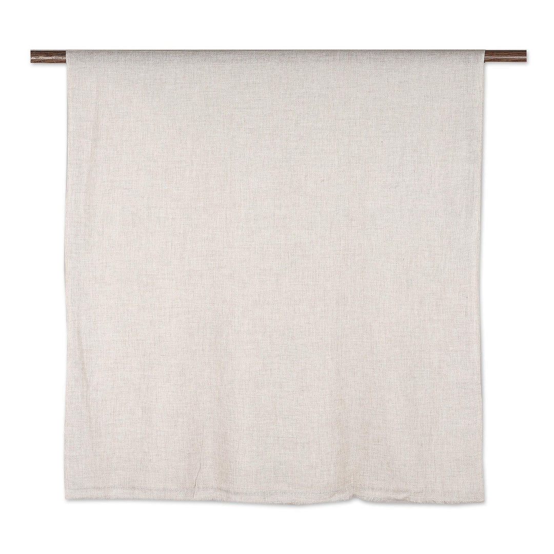 Soft Indian Cashmere Wool Woven Ivory Shawl - Alabaster Allure