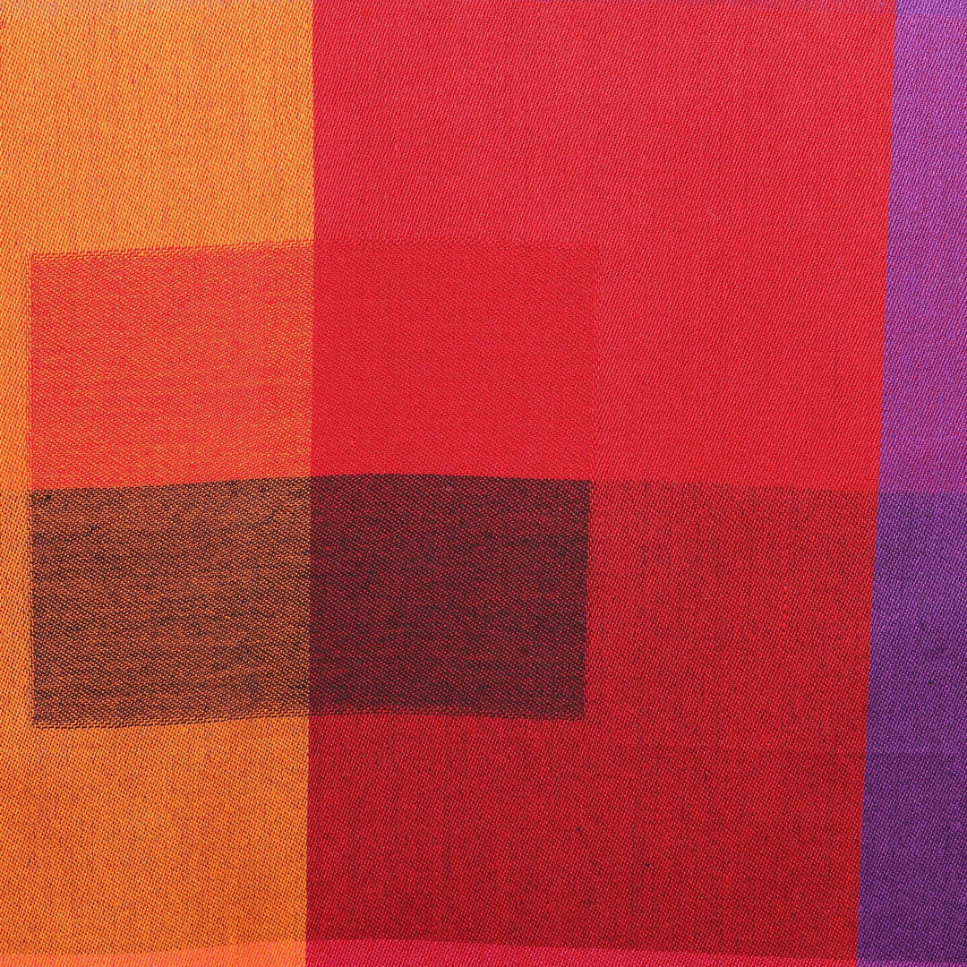 Square Pattern Viscose Shawl from India - Vibrant Kaleidoscope Squares