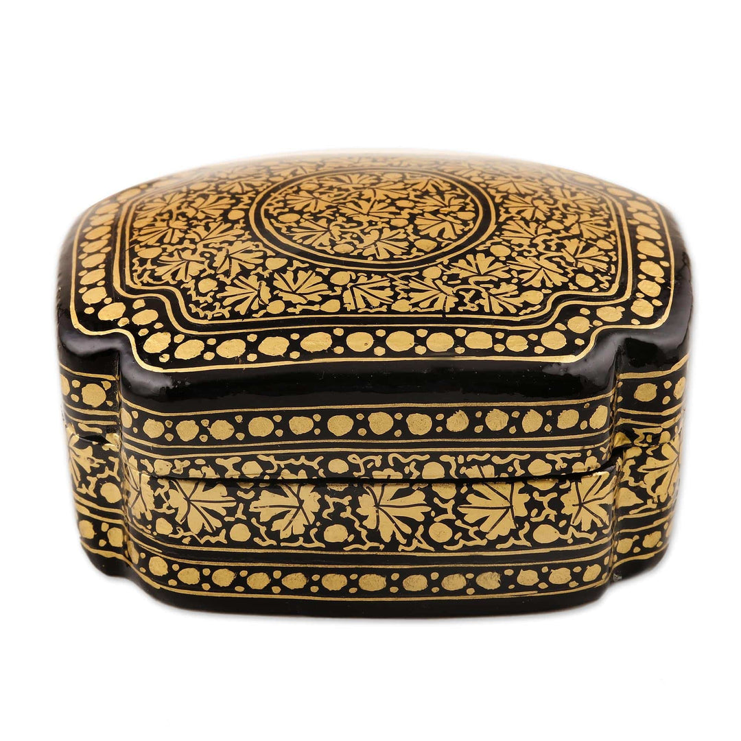 Hand Painted Black and Gold Decorative Box - Kashmir Night