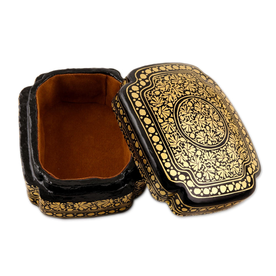 Hand Painted Black and Gold Decorative Box - Kashmir Night