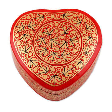 Chinar Leaf Motif Heart Shaped Decorative Box - Kashmir Romance