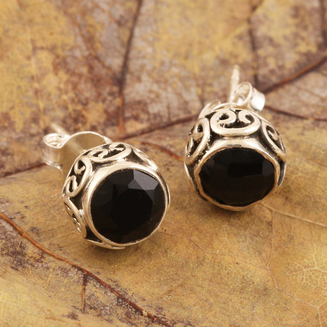 Small Black Onyx Stud Earrings - Black As Night