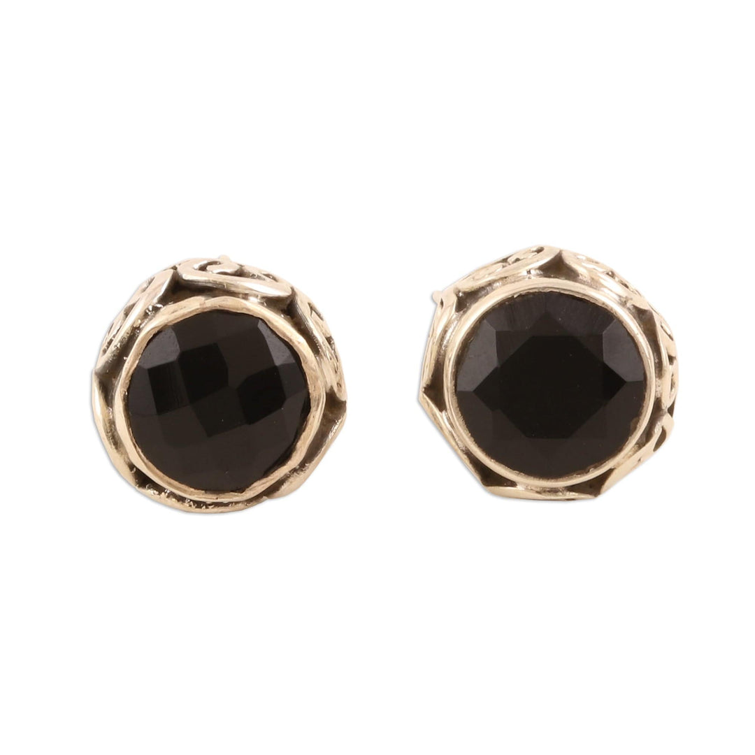 Small Black Onyx Stud Earrings - Black As Night