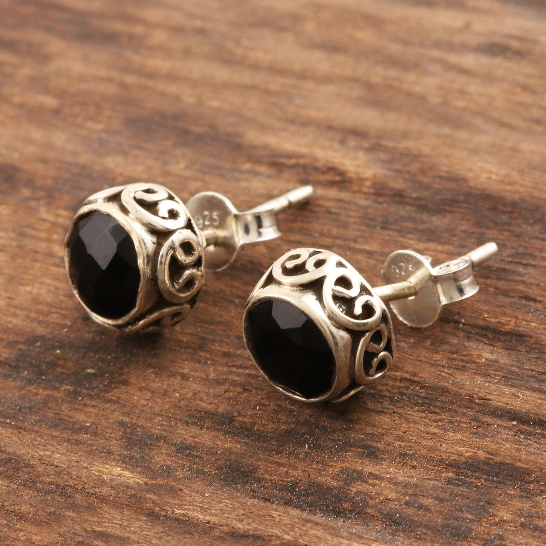 Small Black Onyx Stud Earrings - Black As Night