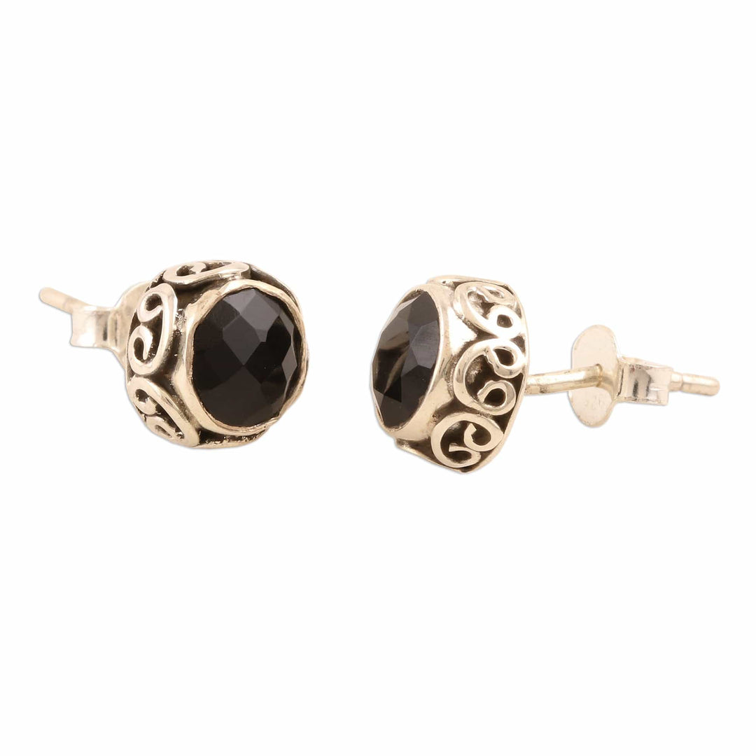 Small Black Onyx Stud Earrings - Black As Night