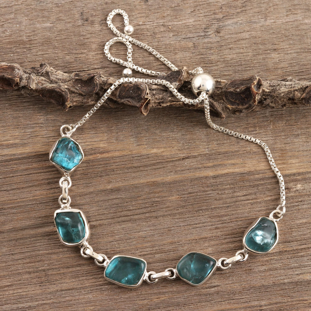 Freeform Blue Apatite Link Bracelet - Modern Harmony