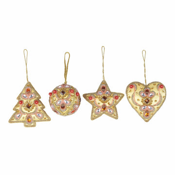 Embellished Satin Ornaments - Set of 4 - Lavish Holiday