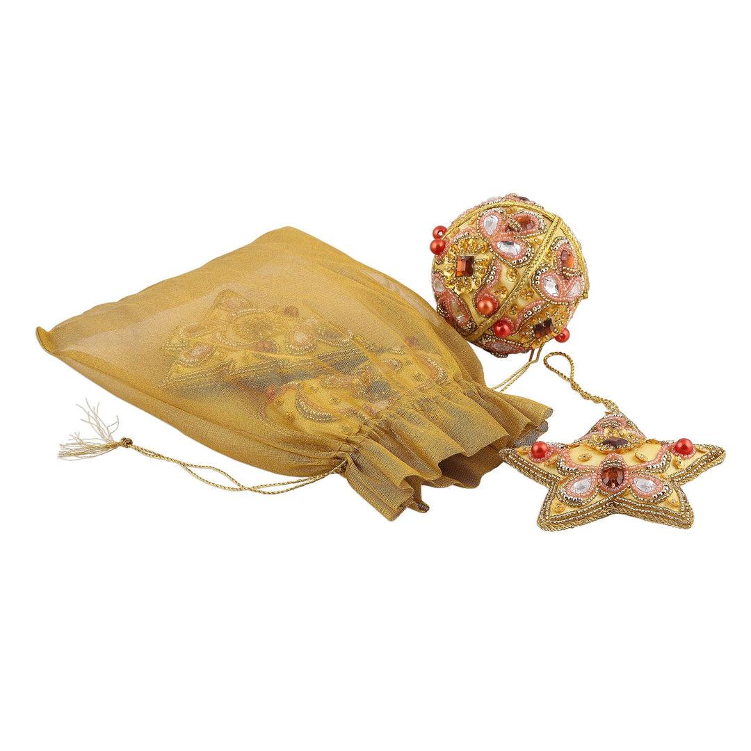 Embellished Satin Ornaments - Set of 4 - Lavish Holiday